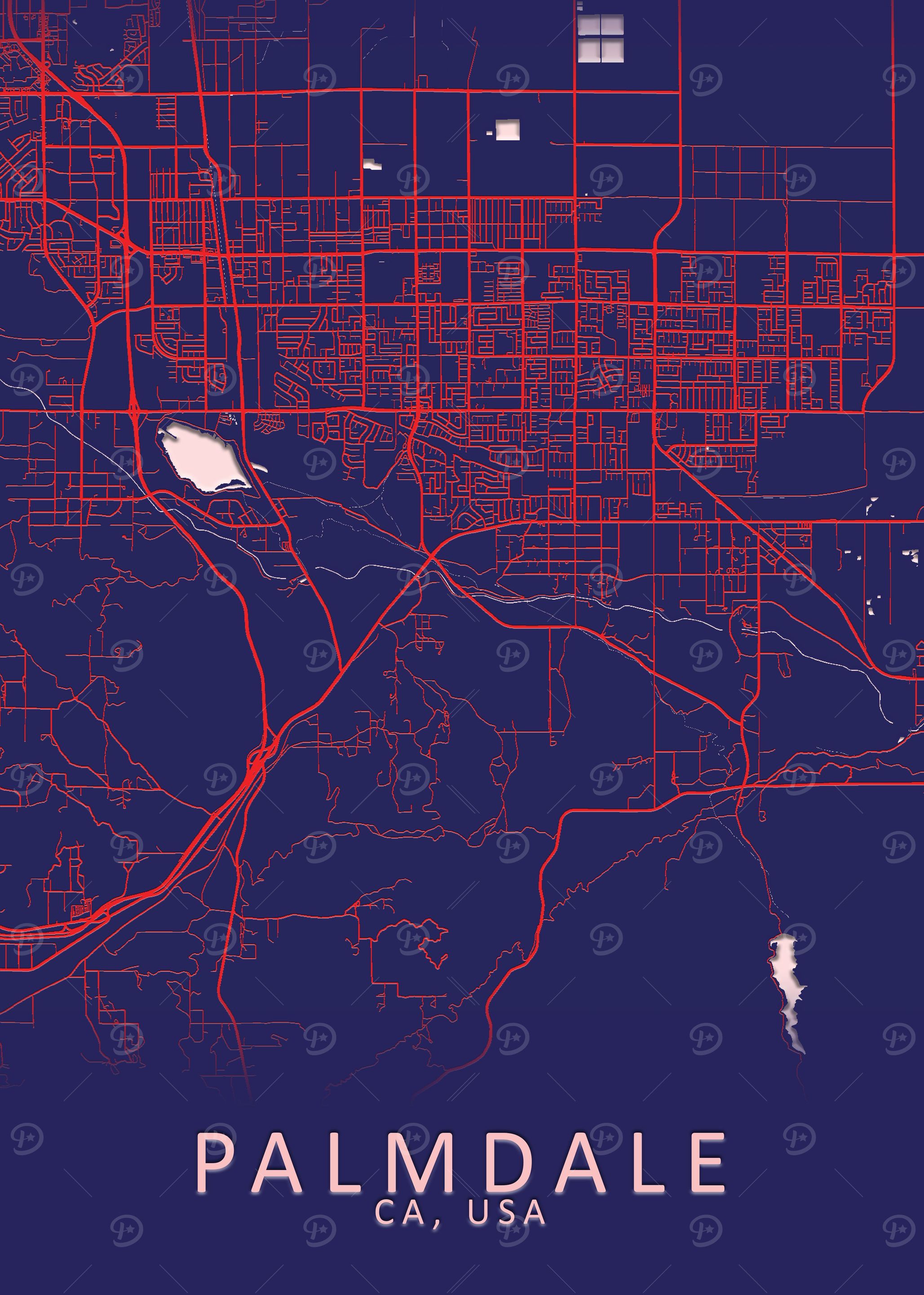 Palmdale CA USA City Map