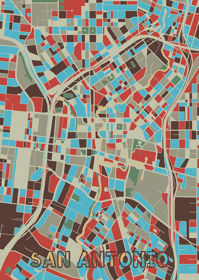 san antonio map retro 2