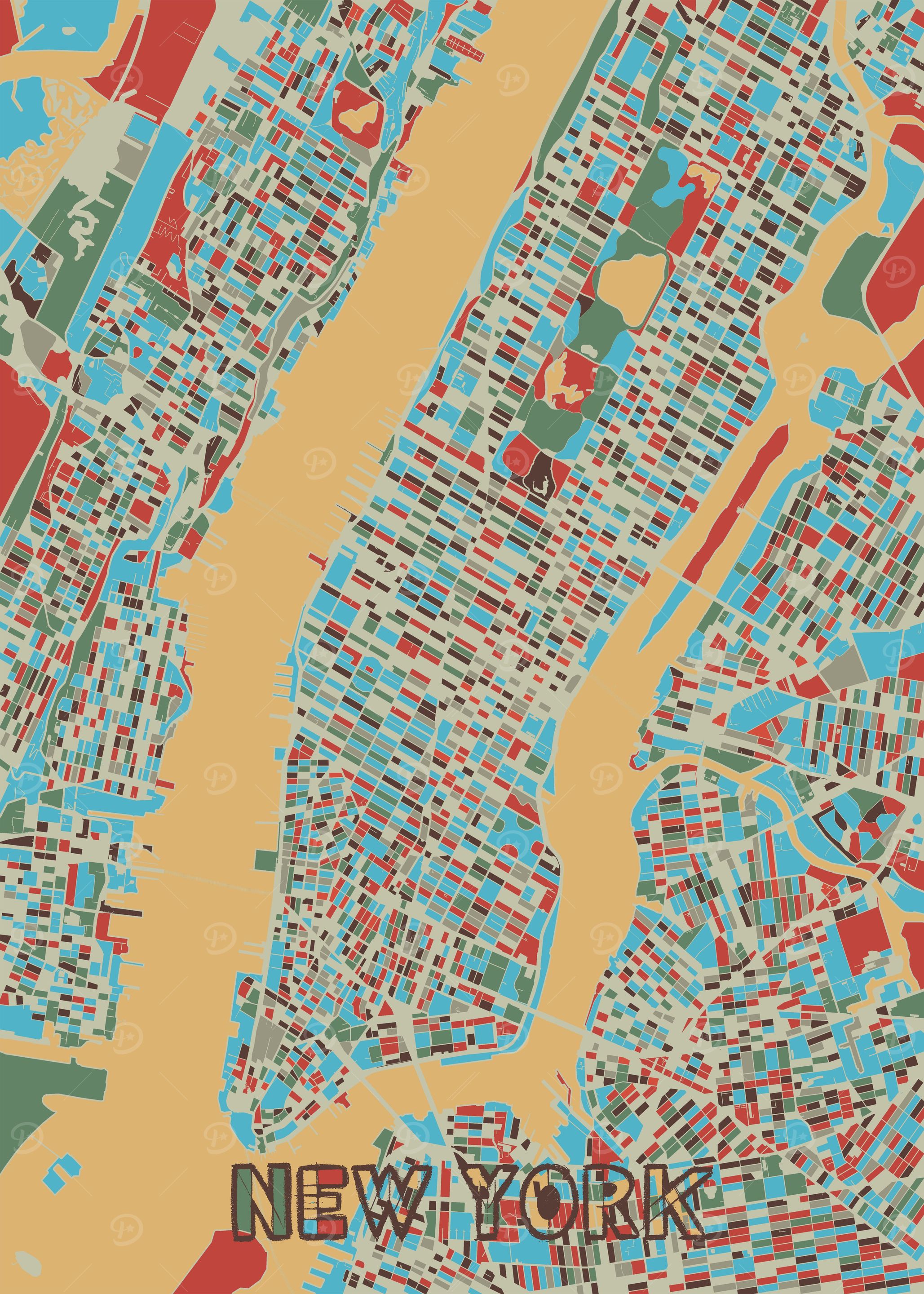 new york map retro 2