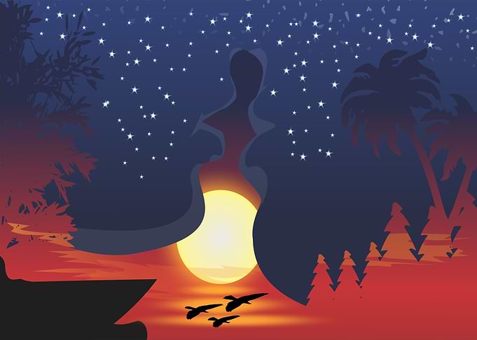 sunset kissing