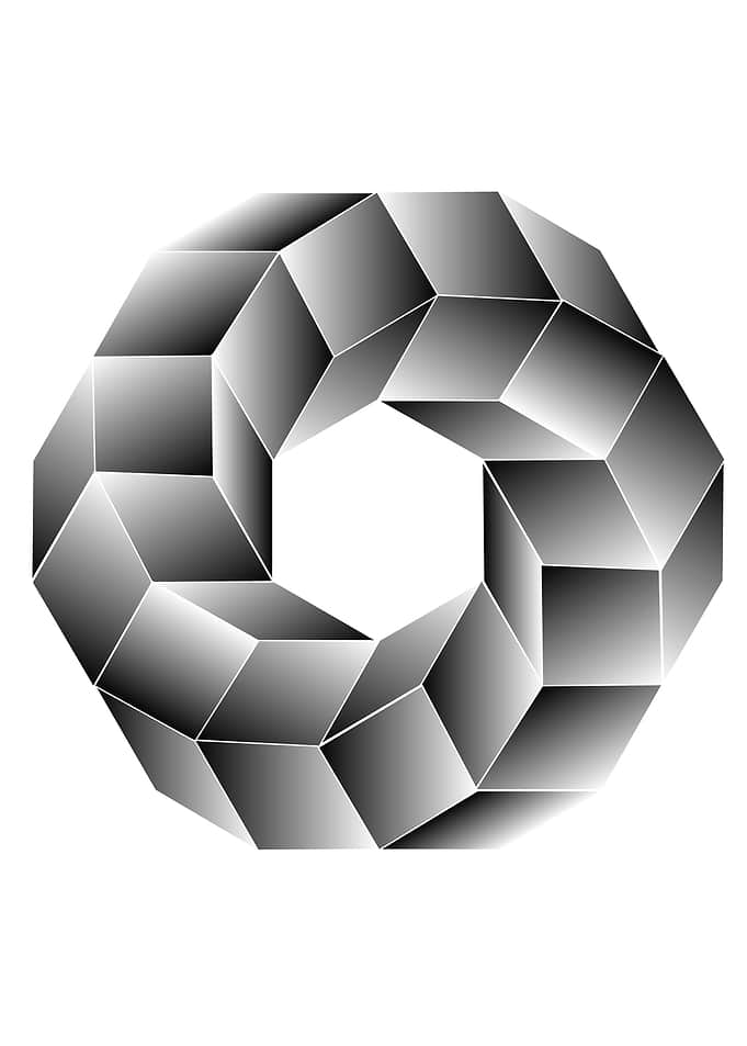 Hexagon and cubes