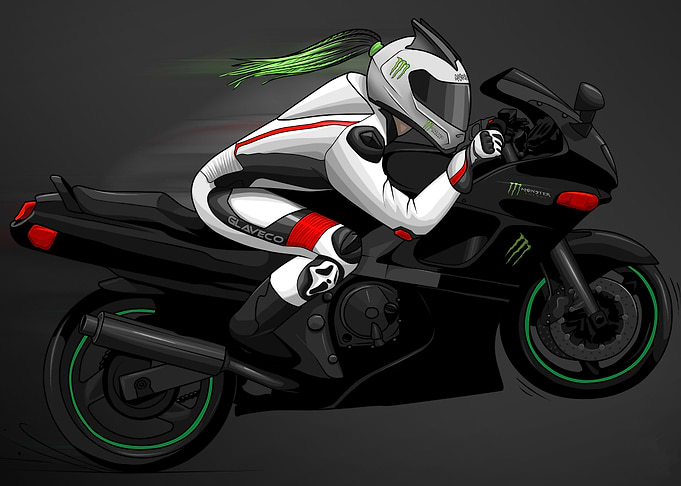 Girl rides fast