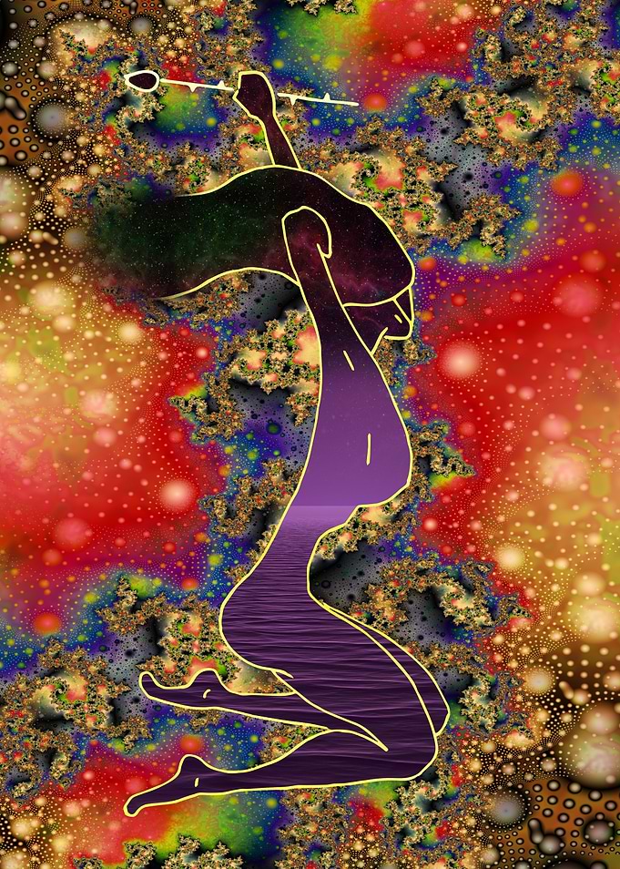 Woman Rose And Galaxy