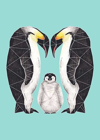 Origami Penguin Family