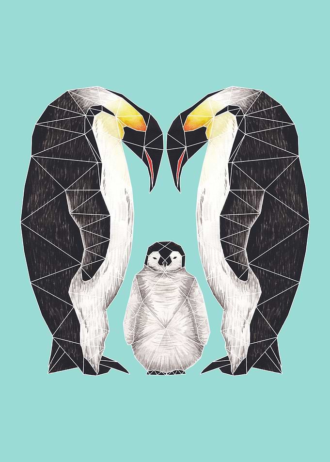 Origami Penguin Family