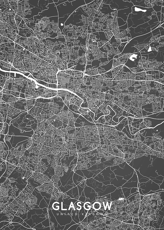 Glasgow map BW