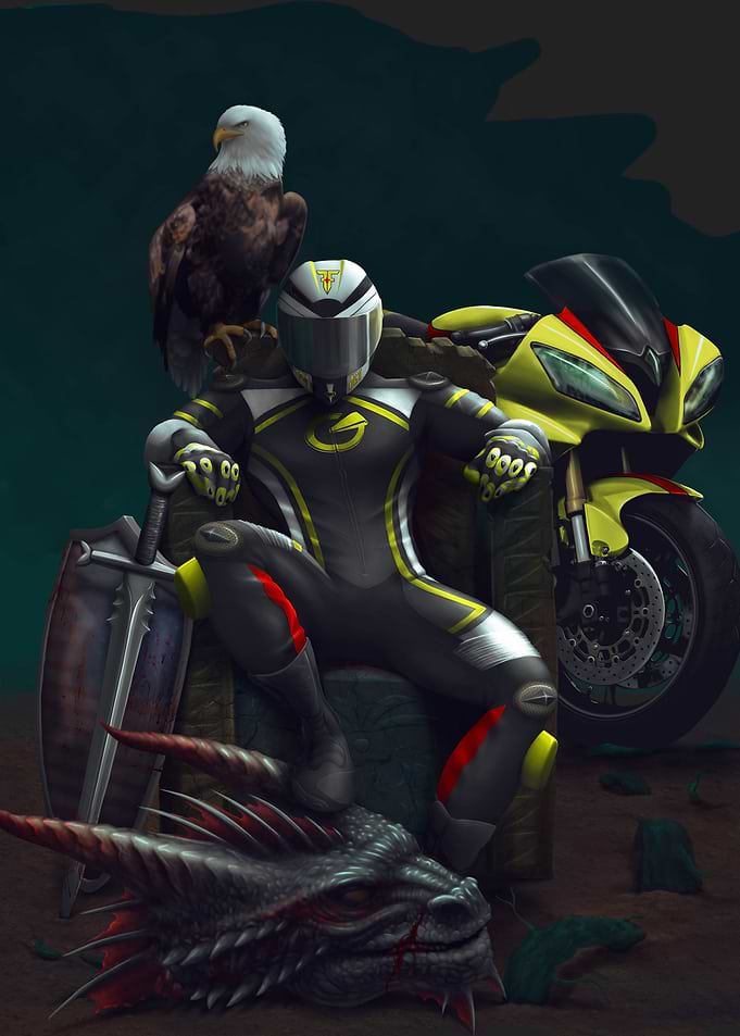 Racer on the throne