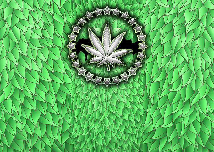 Green Weed Stamp Crew Net