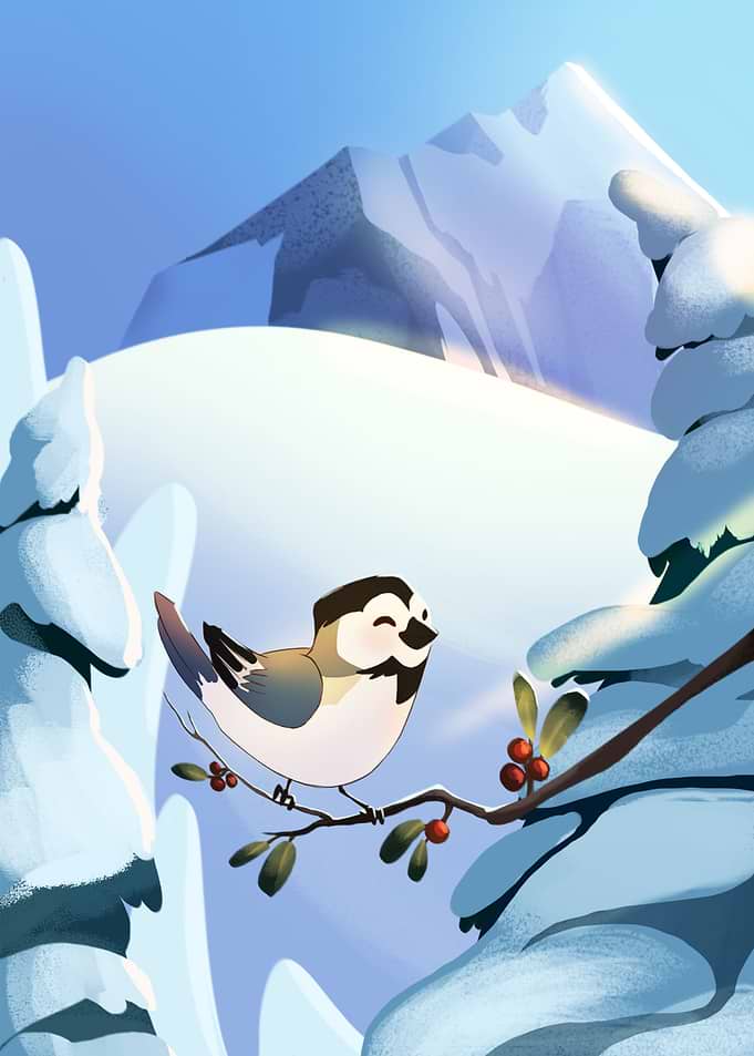 Chickadee in Snow