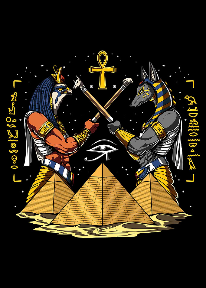 Egyptian Gods Anubis Horus