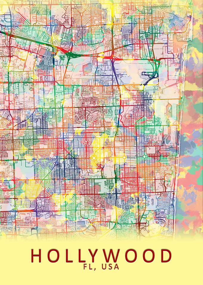 Hollywood FL USA City Map