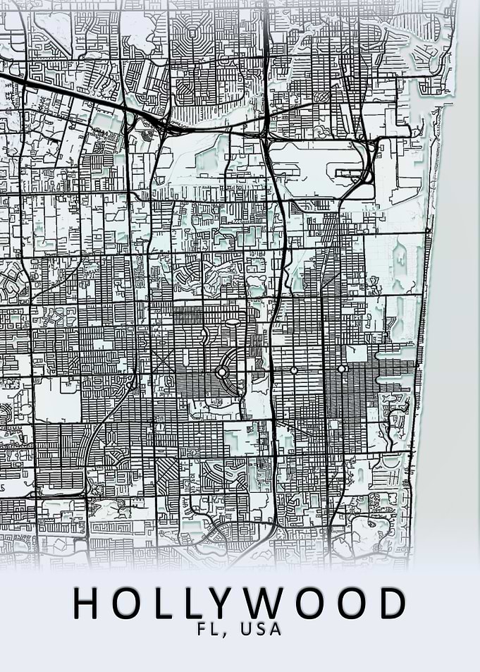Hollywood FL USA City Map