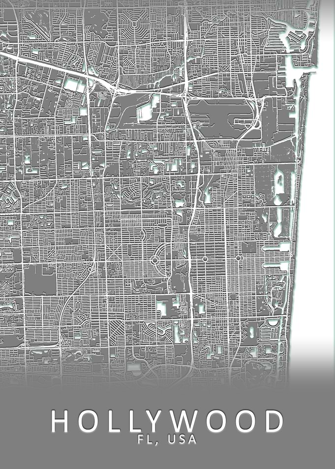 Hollywood FL USA City Map