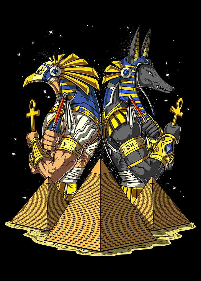 Egyptian Gods Anubis Ra