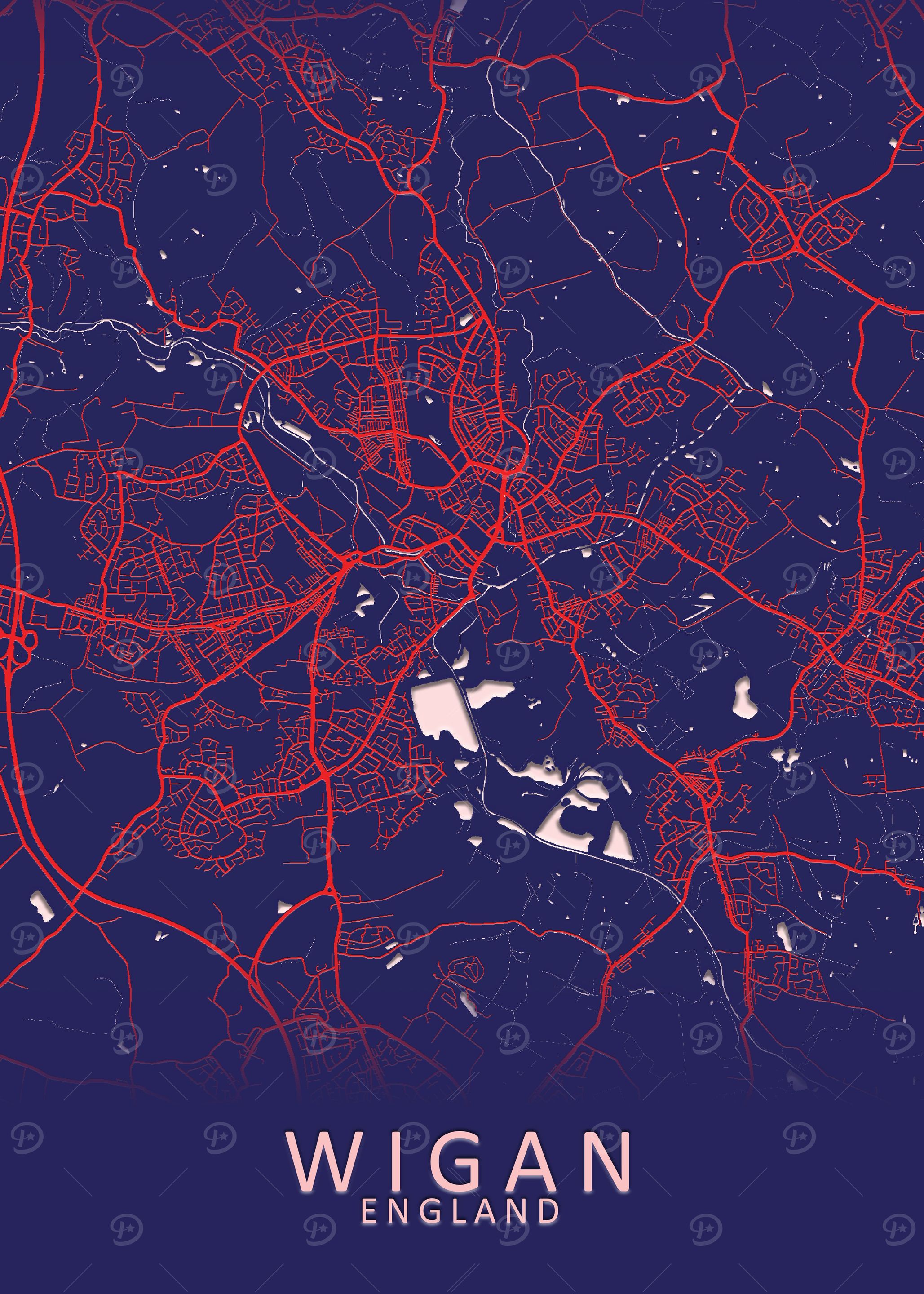 Wigan England City Map
