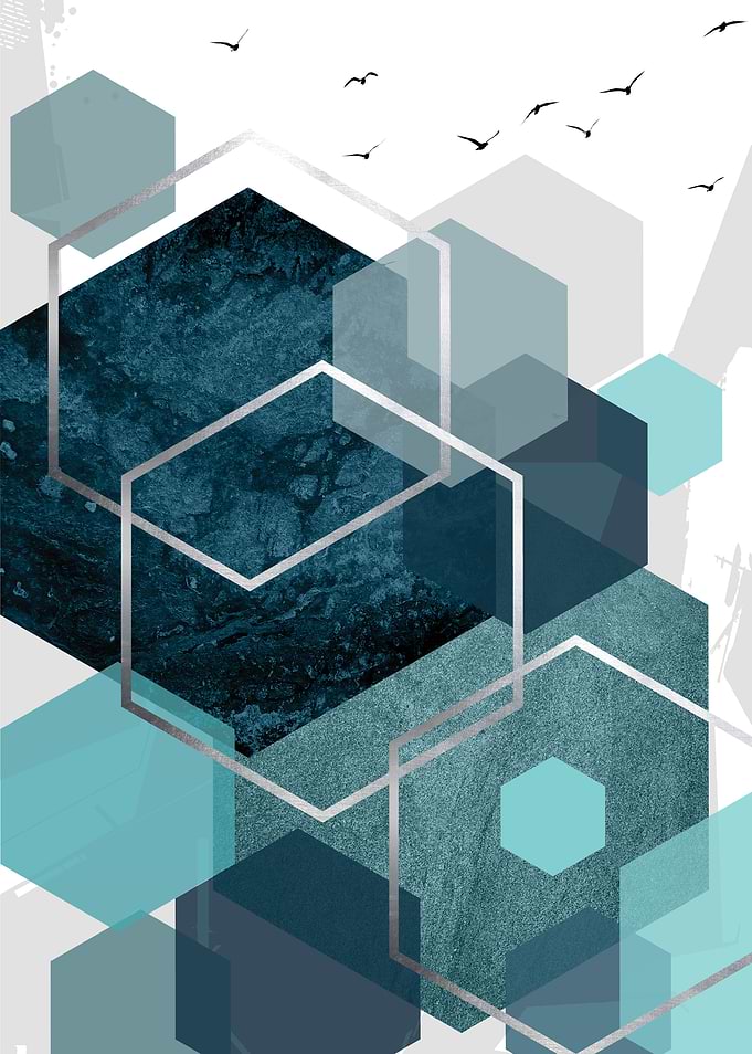 Teal Geo Landscape No 2