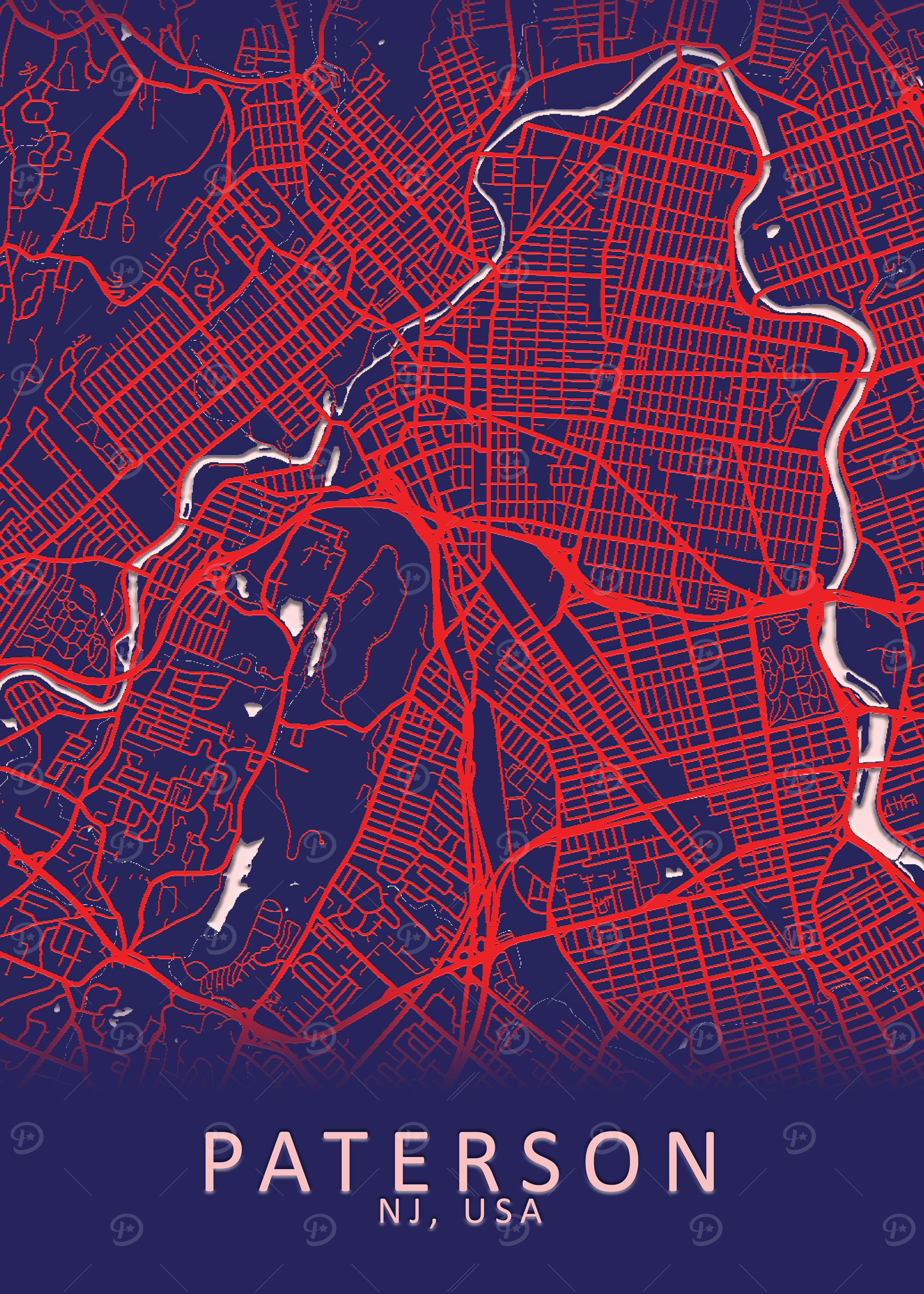 Paterson NJ USA City Map