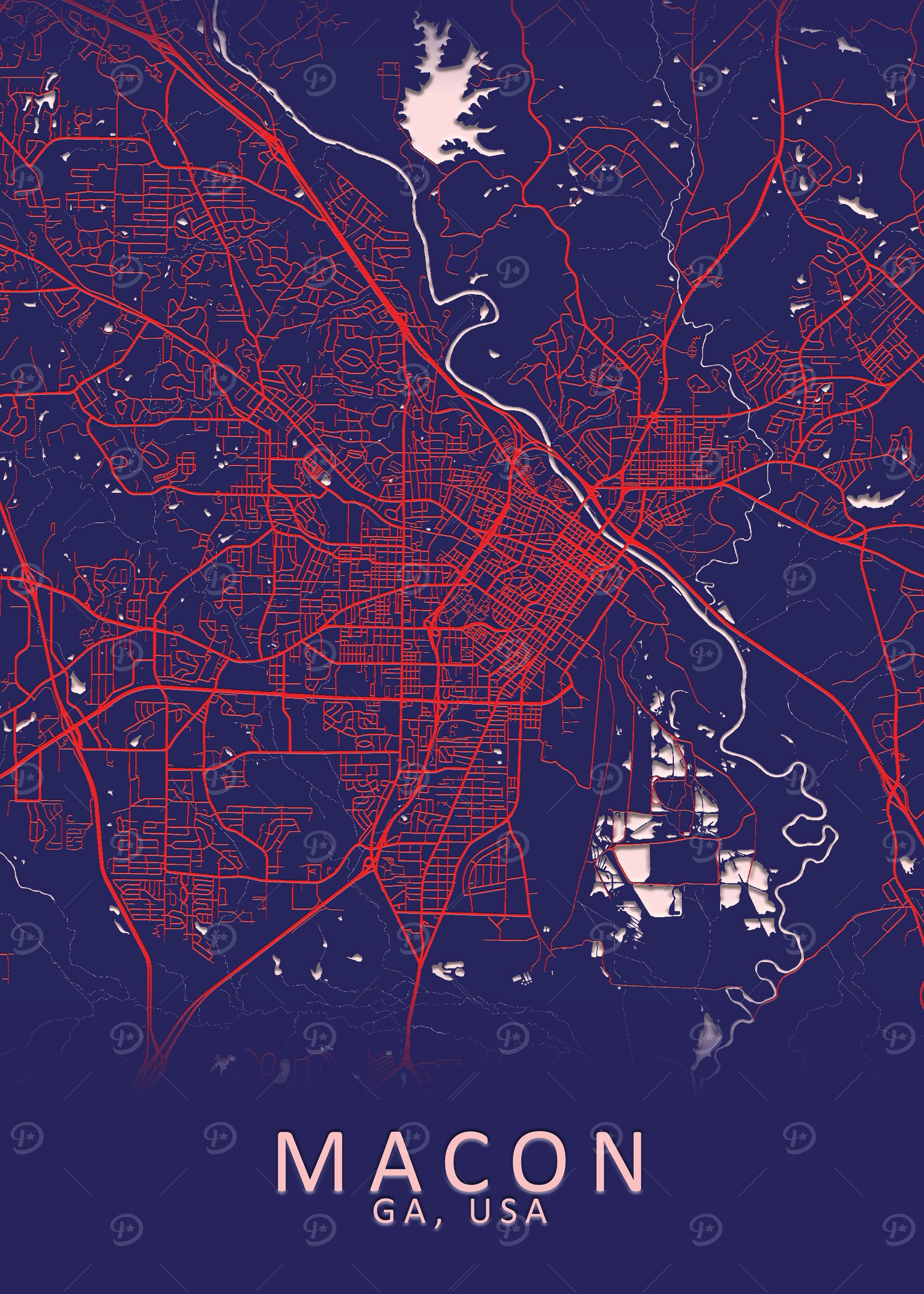 Macon GA USA City Map