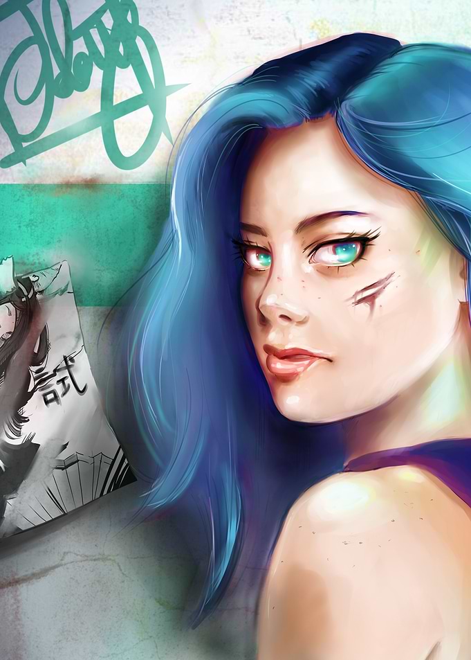 Blue Portrait Draw