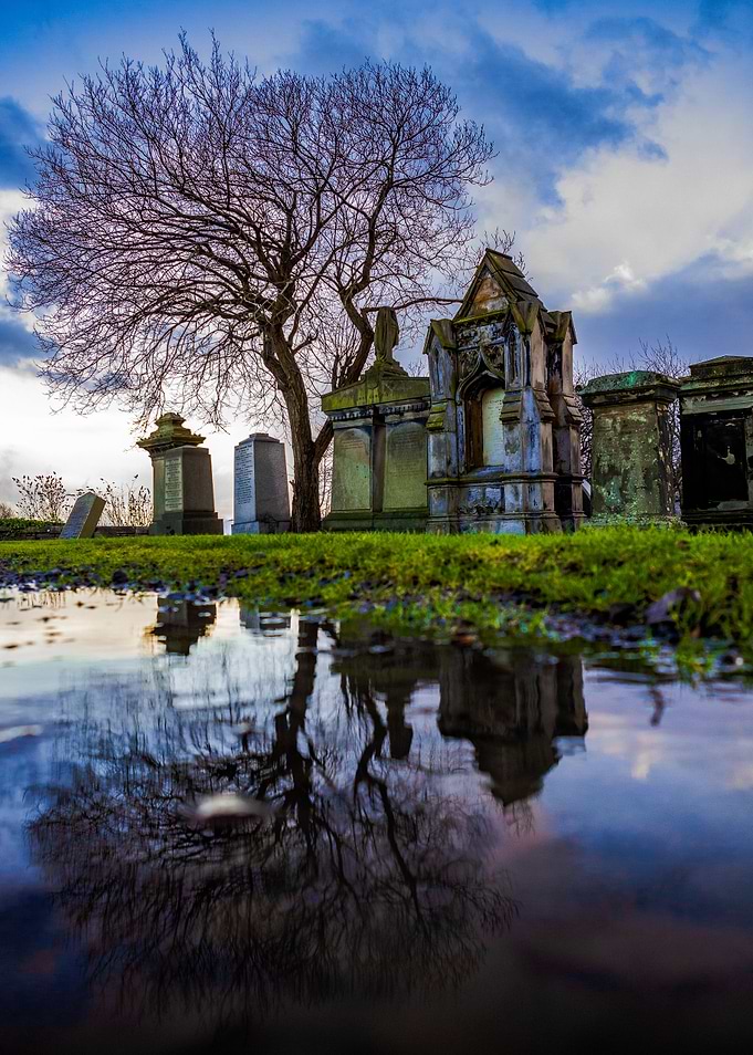Reflection shot of a grave