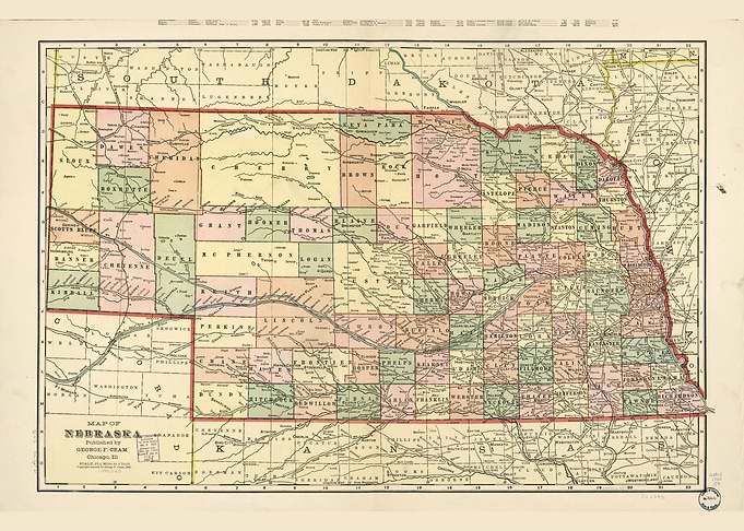 Nebraska Map 1902