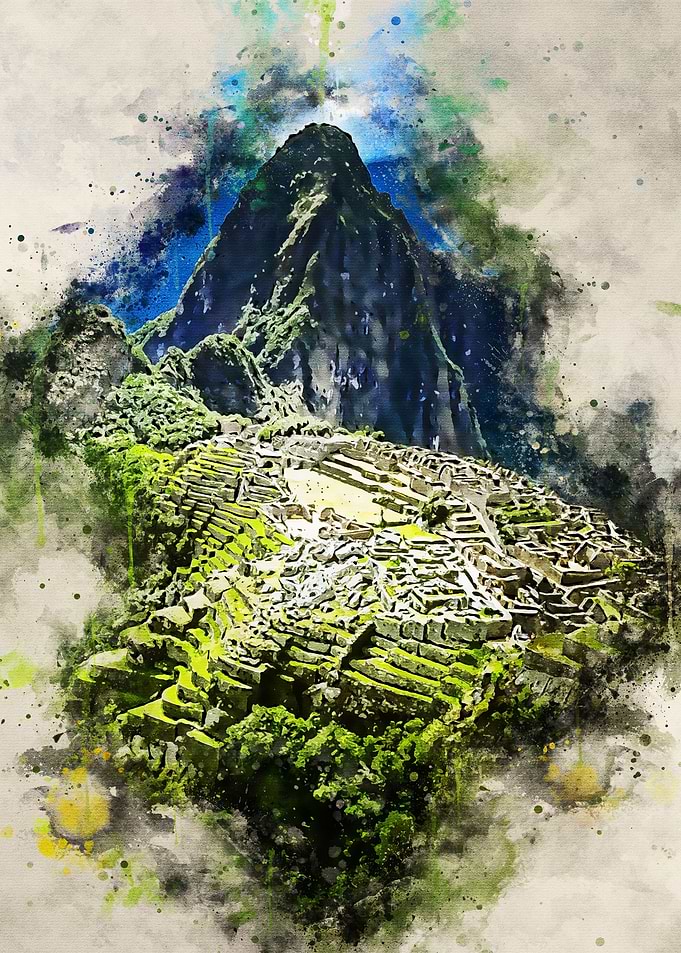 Machu Picchu in Watercolor
