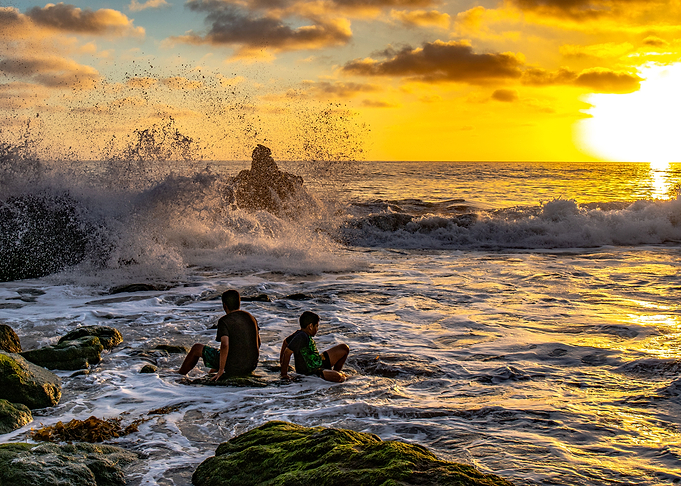 Children at sunset