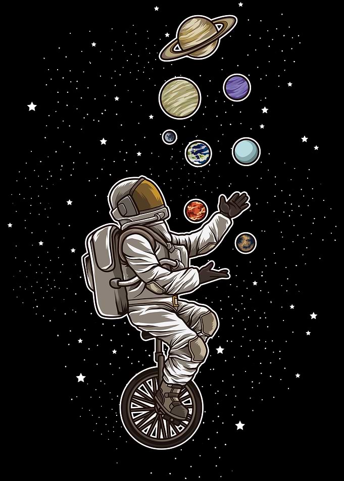 Astronaut Juggles Planets