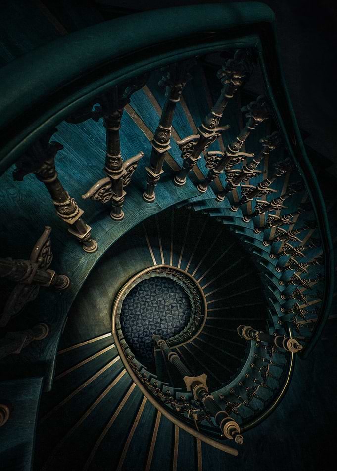 Blue and golden stairs