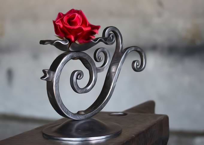 Black metal and red rose