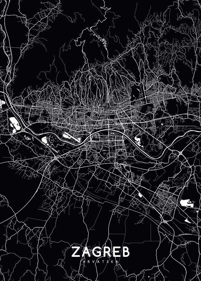 Zagreb map black