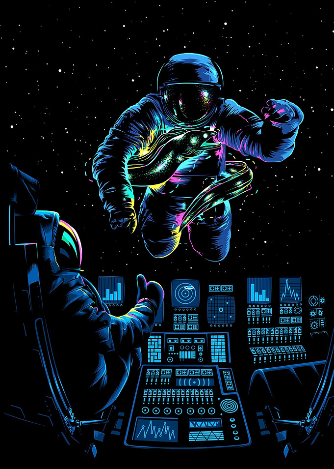 Alien neon Astronaut