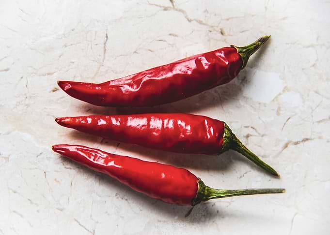 Chillies on marble plate