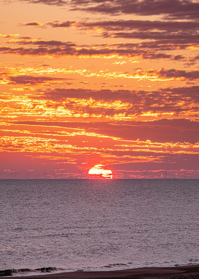 Norfolk Beach Red Sunrise