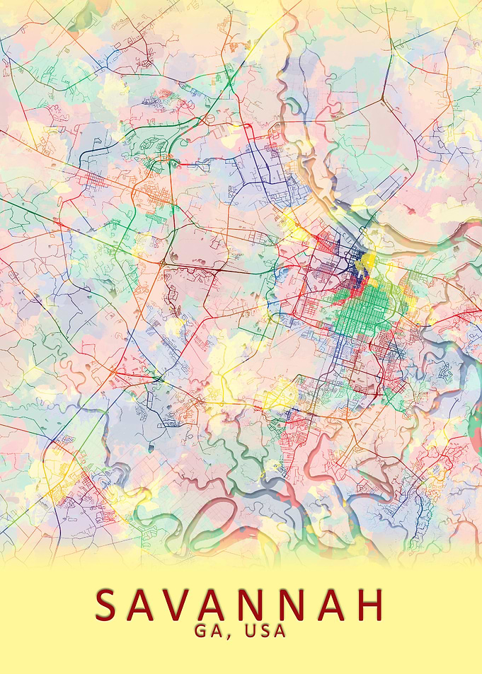 Savannah GA USA City Map