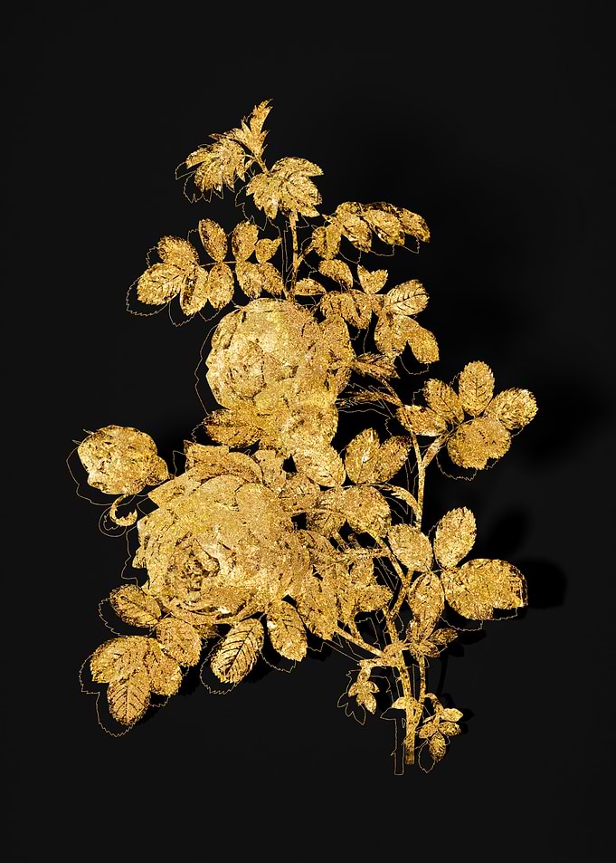 Gold Flower on Black