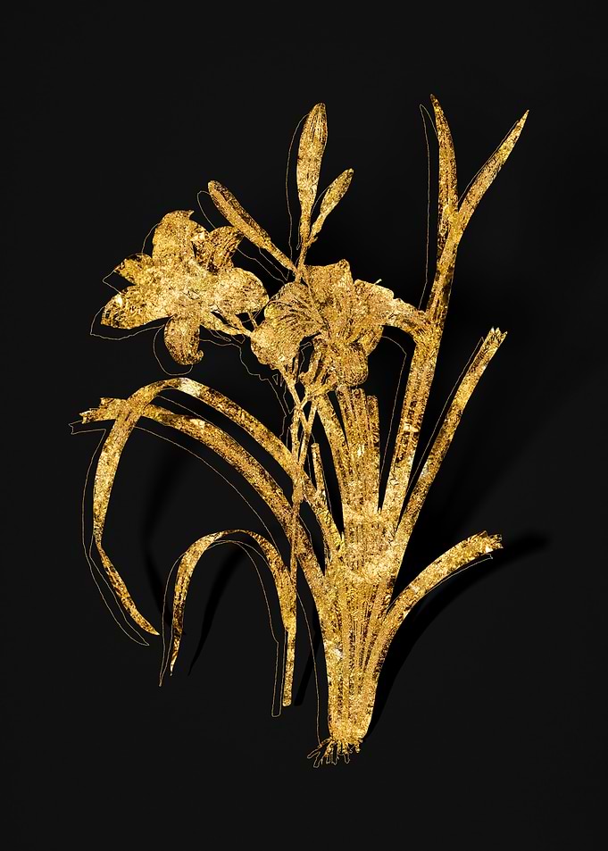 Gold Botanical on Black