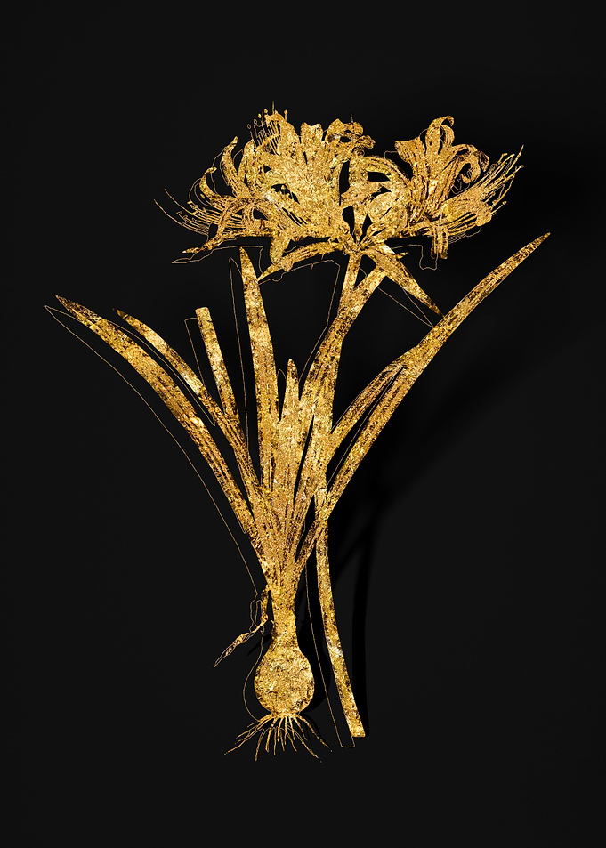 Gold Flower on Black