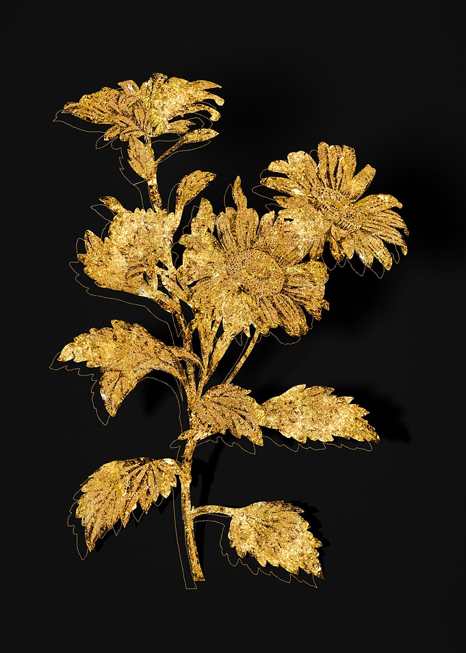 Gold Flower on Black