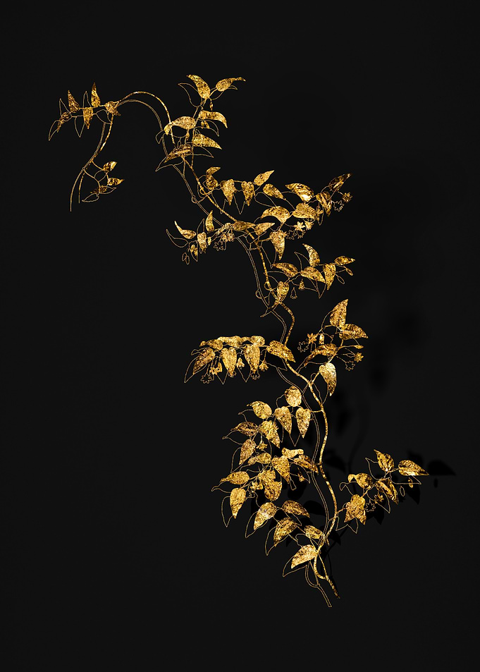 Gold Flower on Black