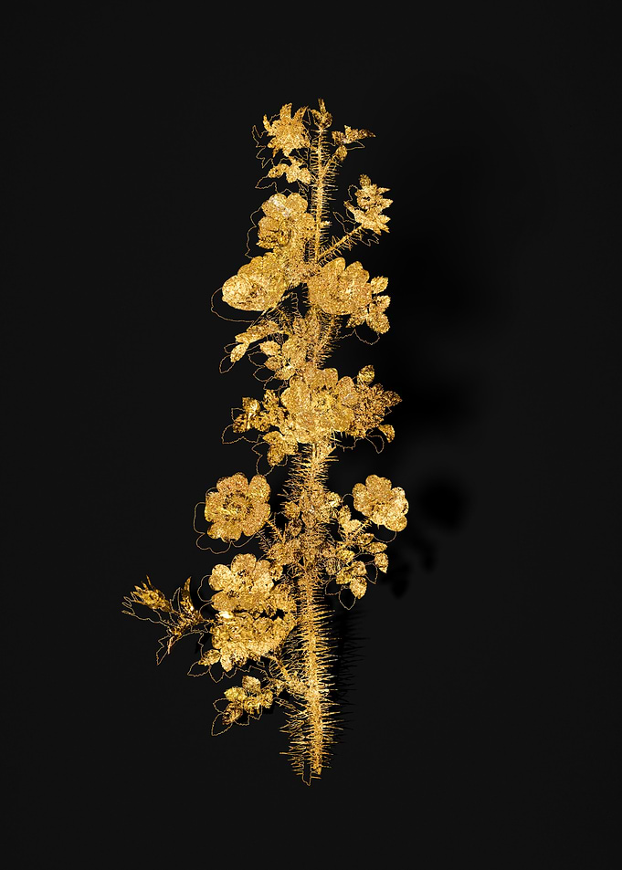Gold Flower on Black