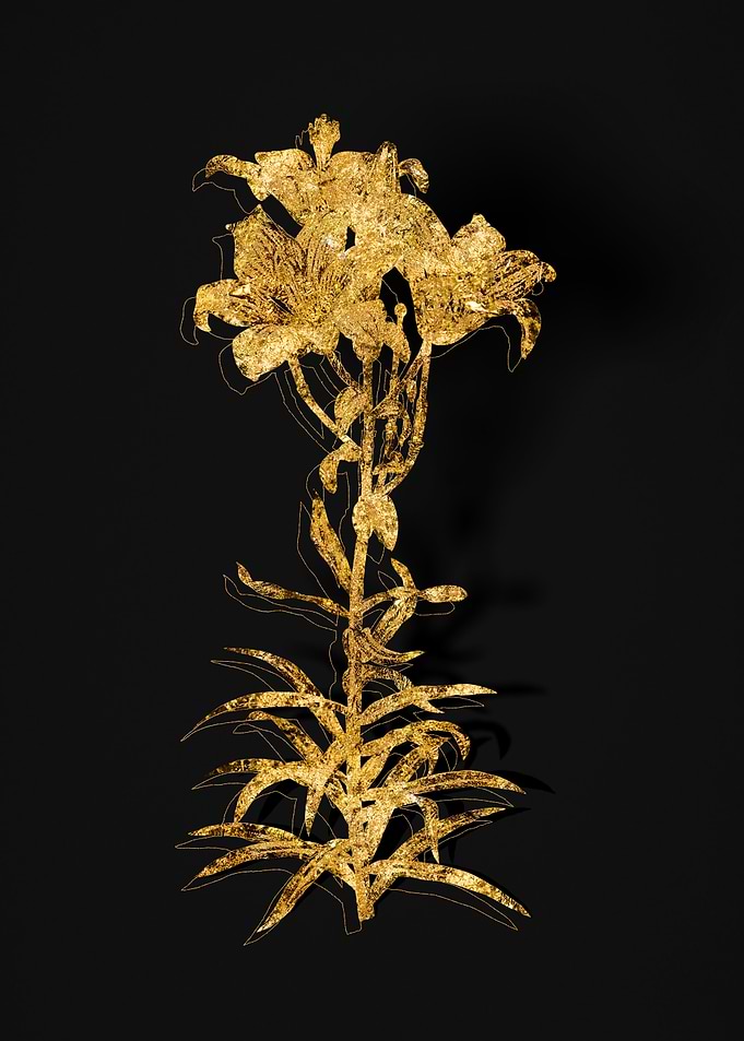 Gold Floral on Black