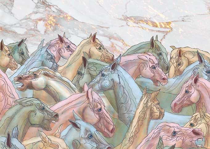 Herd of Mares White Marble