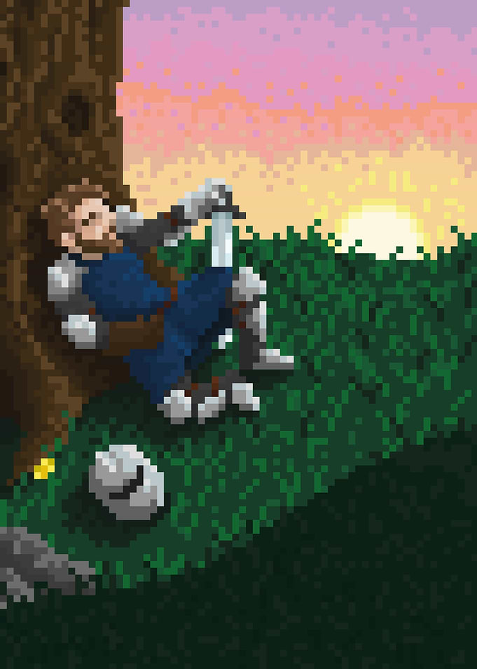 Pixelart Knight Sunset