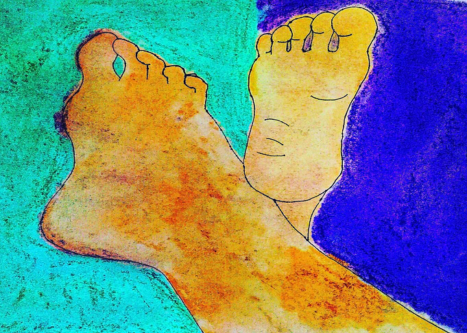 Feet and green and purple