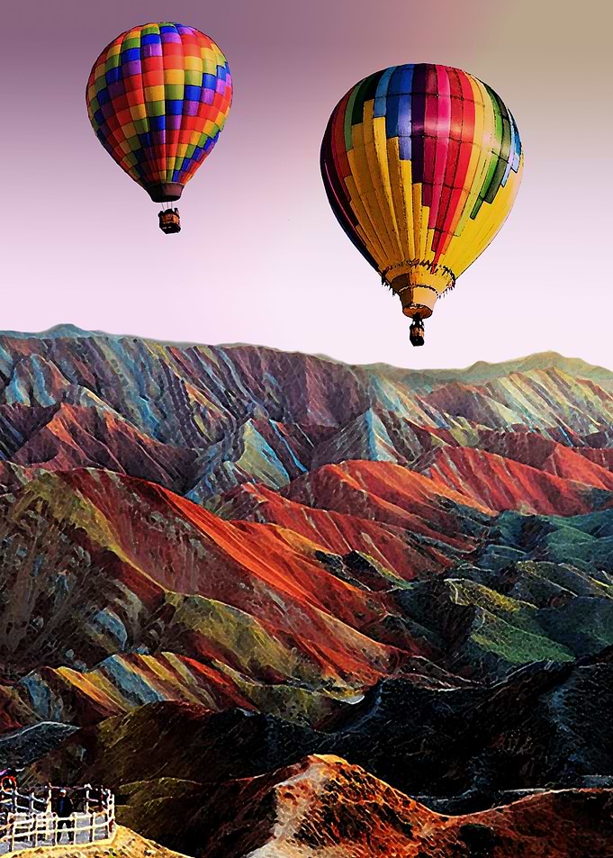 ballons over the mountains