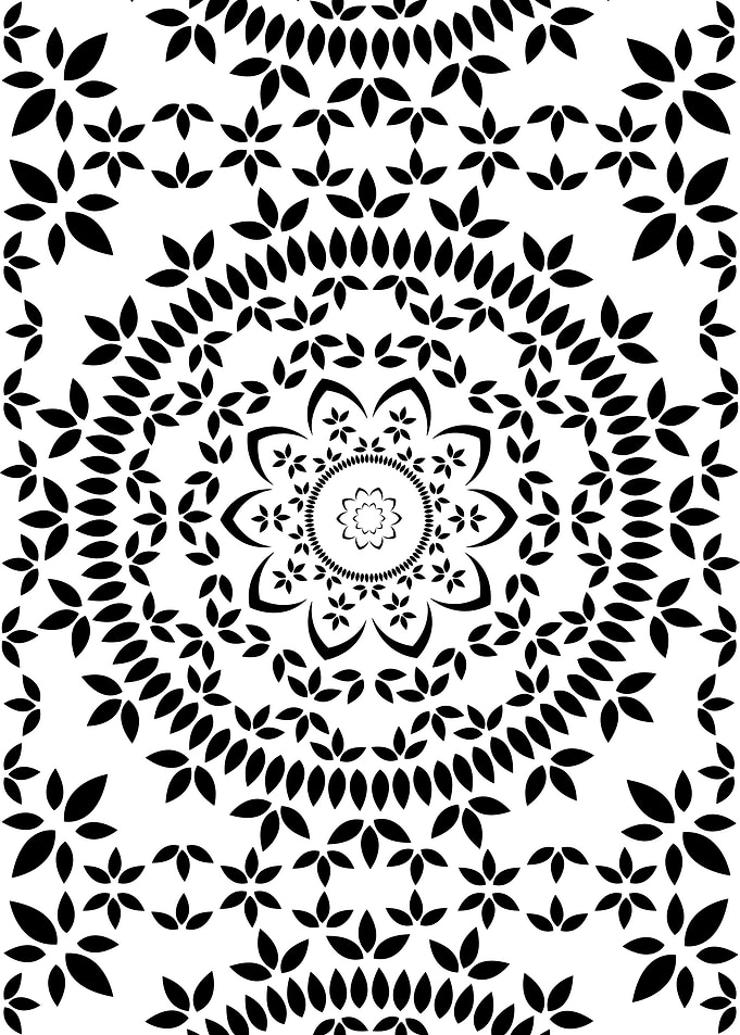 Floral mandala in black