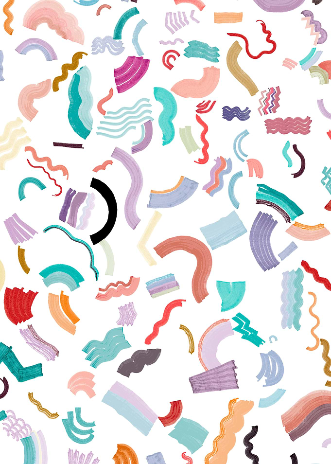 Curly Zigzag Shapes Multi