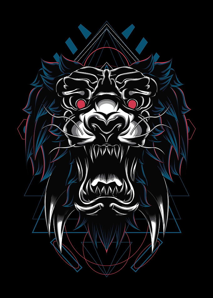 Angry Tiger Sacred Geometr