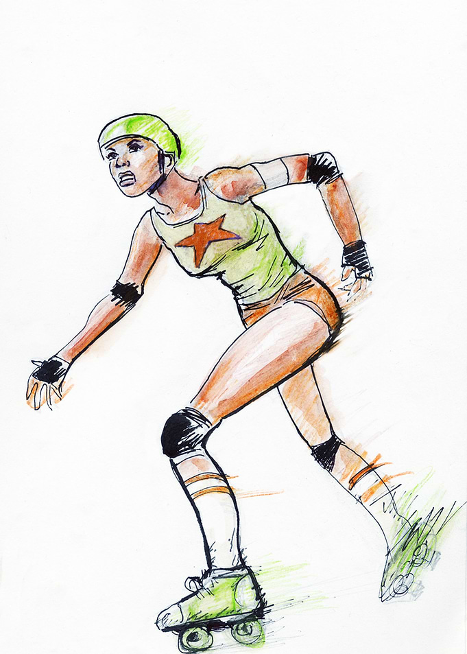 Black girl on rollerblades